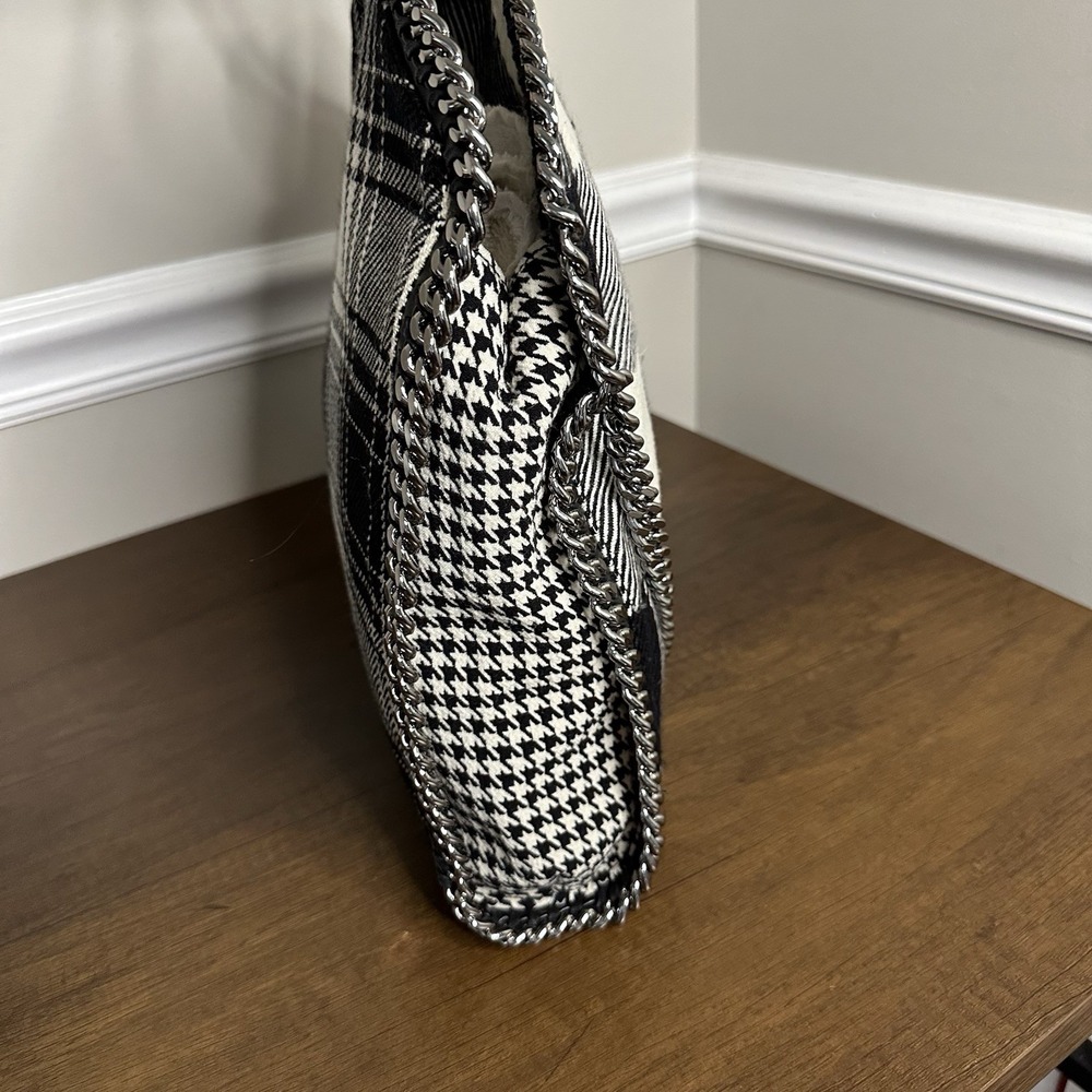 Stella McCartney Black and White Plaid Satchel - Picture 4 of 13